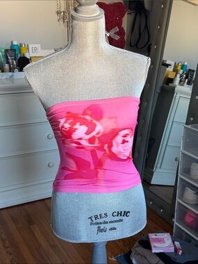 KHY Strapless Pink Floral Tube Top - Women's